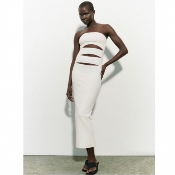 Zara Cut Out * Maxi Dress White - Picture 16 of 16